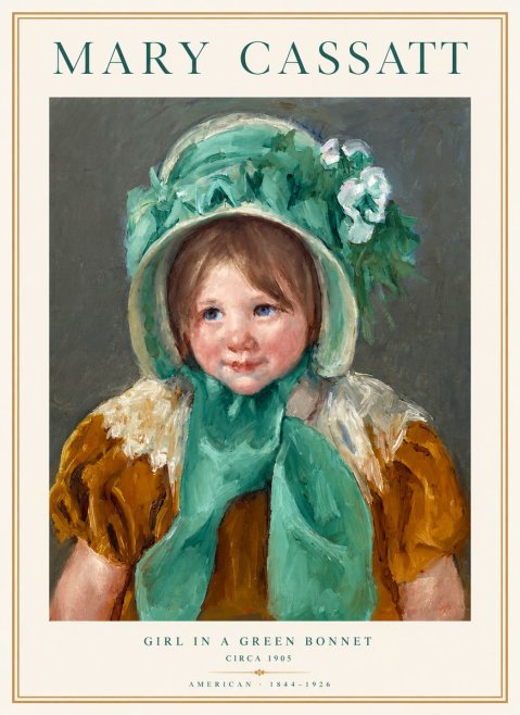 Mary Cassatt Girl in a Green Bonnet No3 - Affiche