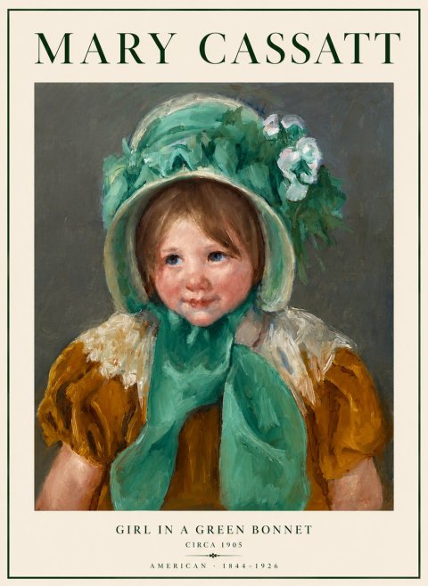 Mary Cassatt Girl in a Green Bonnet No5 - Affiche