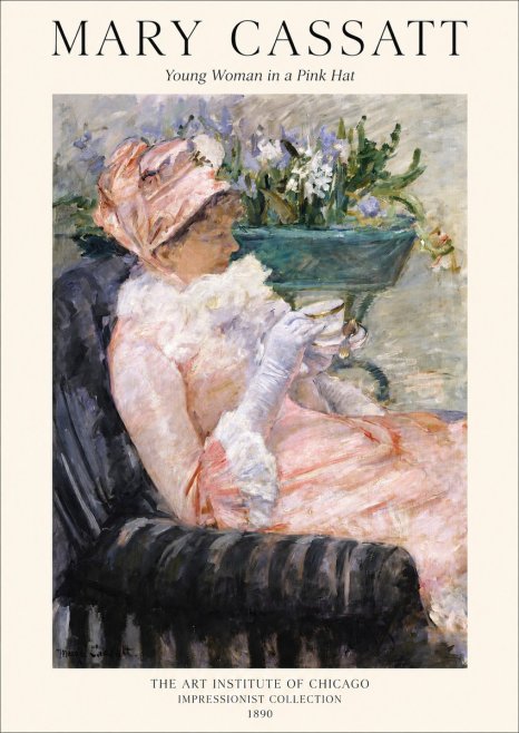 Mary Cassatt Young Woman in a Pink Hat No1 - Affiche