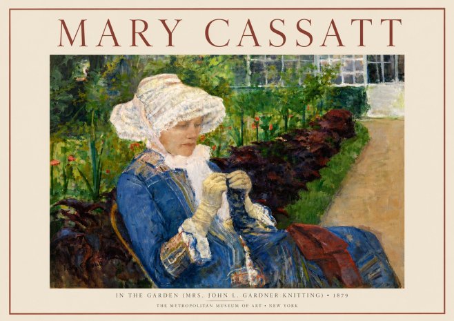 Mary Cassatt In the Garden (Mrs. John L. Gardner Knitting) No3 - Affiche