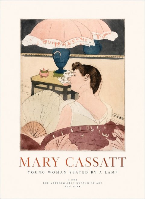 Mary Cassatt Young Woman Seated by a Lamp No1 - Affiche