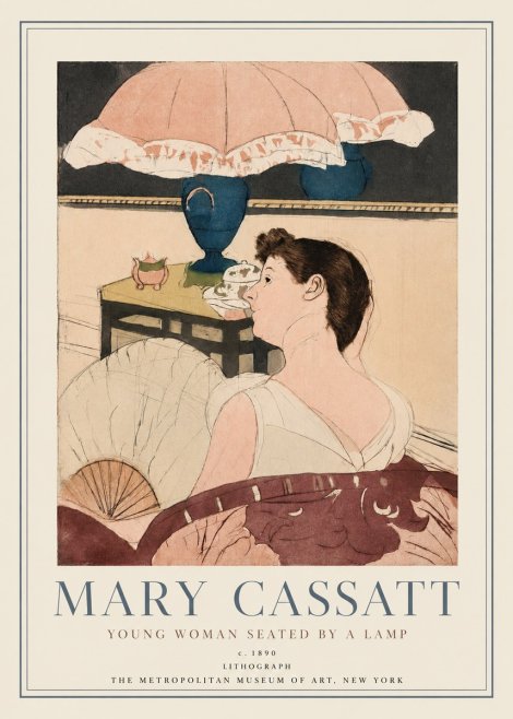 Mary Cassatt Young Woman Seated by a Lamp No3 - Affiche