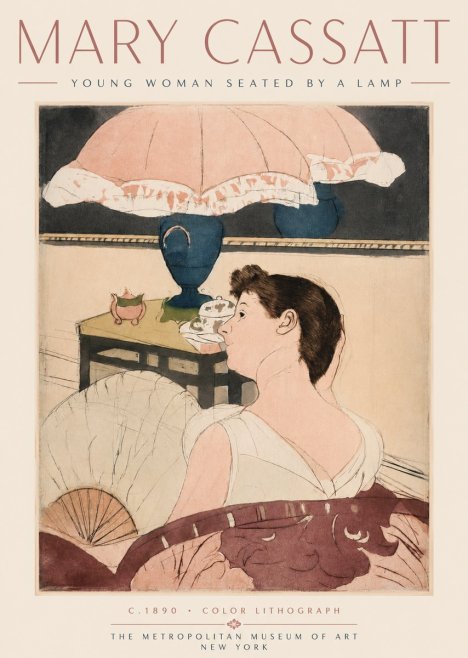 Mary Cassatt Young Woman Seated by a Lamp No4 - Affiche