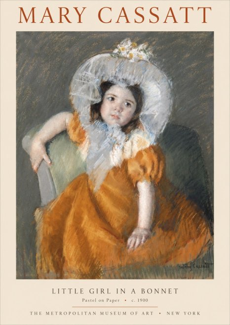 Mary Cassatt Little Girl in a Bonnet No1 - Affiche