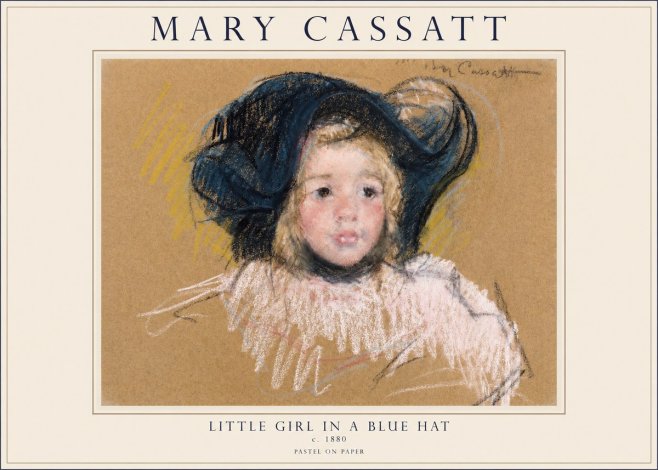 Mary Cassatt Little Girl in a Blue Hat No1 - Affiche
