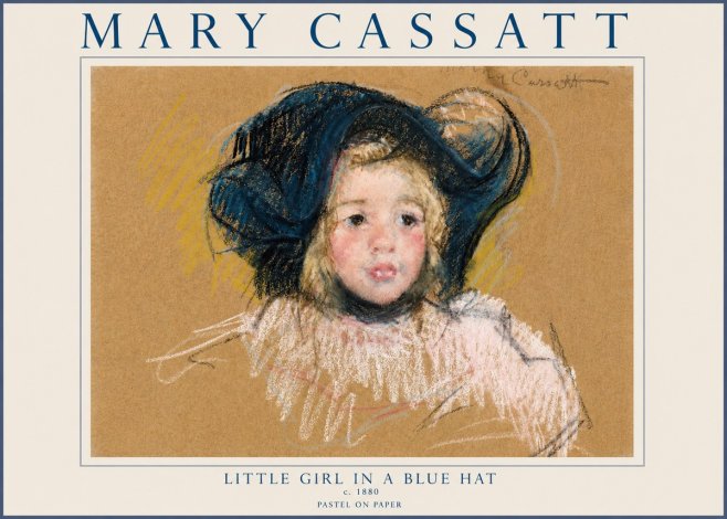 Mary Cassatt Little Girl in a Blue Hat No5 - Affiche