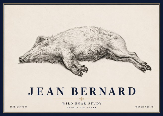 Jean Bernard Wild Boar Study No6 - Affiche
