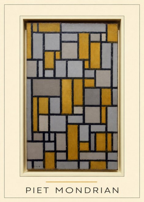 Piet Mondrian Composition in Grey and Yellow No4 - Affiche