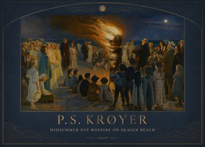 P.S. Krøyer Midsummer Eve Bonfire on Skagen Beach · 1906 No3 - Affiche