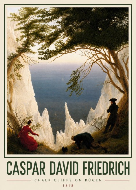 Caspar David Friedrich Chalk Cliffs on Rügen No5 - Affiche