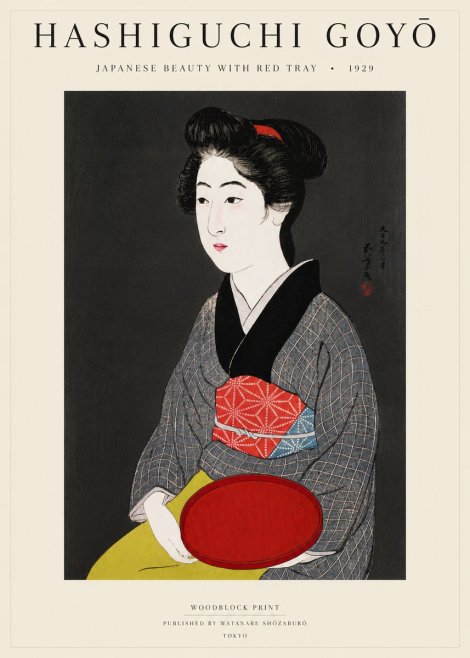 Hashiguchi Goyō Japanese Beauty with Red Tray No4 - Affiche