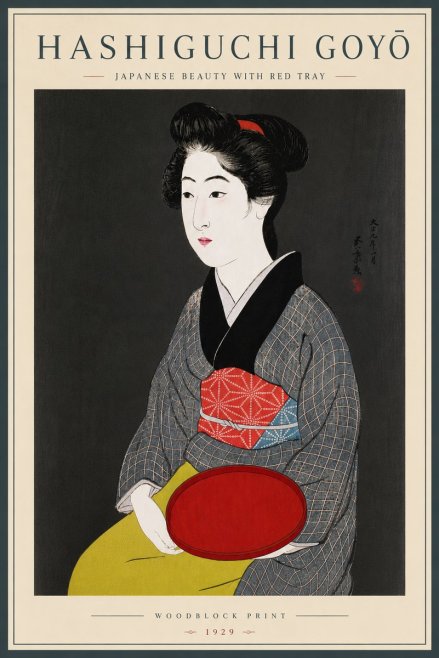 Hashiguchi Goyō Japanese Beauty with Red Tray No6 - Affiche