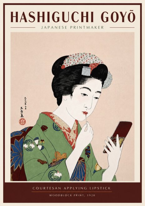 Hashiguchi Goyō Courtesan Applying Lipstick No5 - Affiche