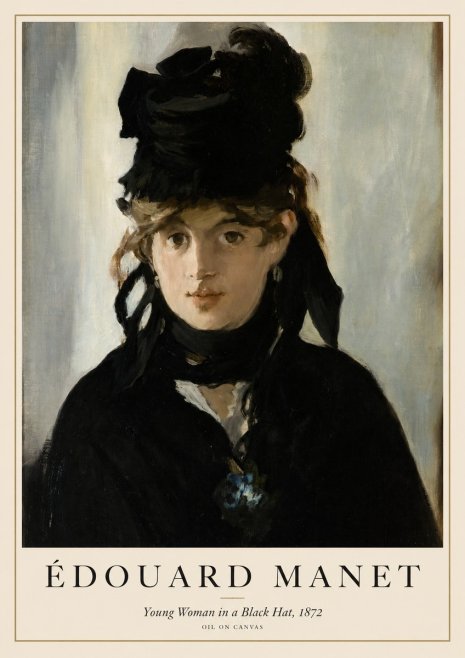 Édouard Manet Young Woman in a Black Hat, 1872 No1 - Affiche