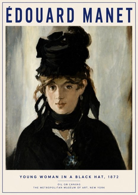 Édouard Manet Young Woman in a Black Hat, 1872 No3 - Affiche