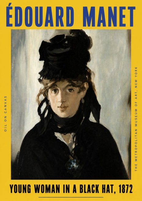 Édouard Manet Young Woman in a Black Hat, 1872 No4 - Affiche