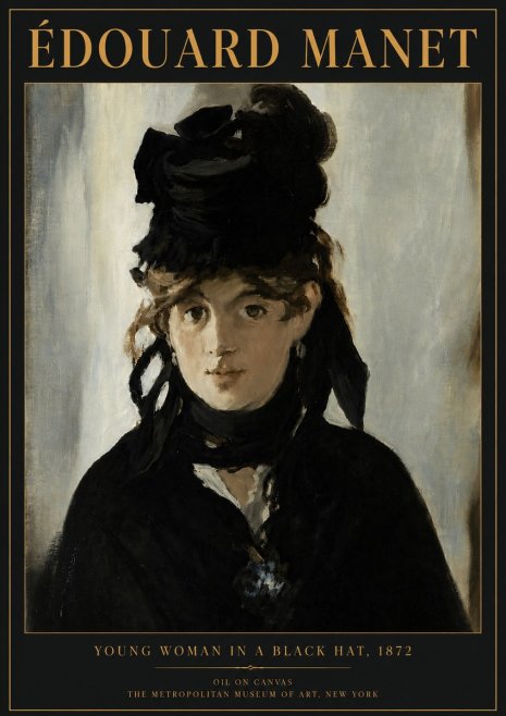 Édouard Manet Young Woman in a Black Hat, 1872 No5 - Affiche