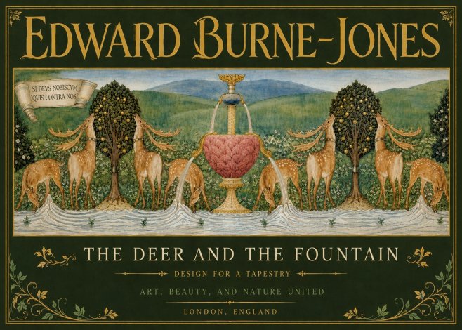 Edward Burne-Jones The Deer and the Fountain No5 - Affiche