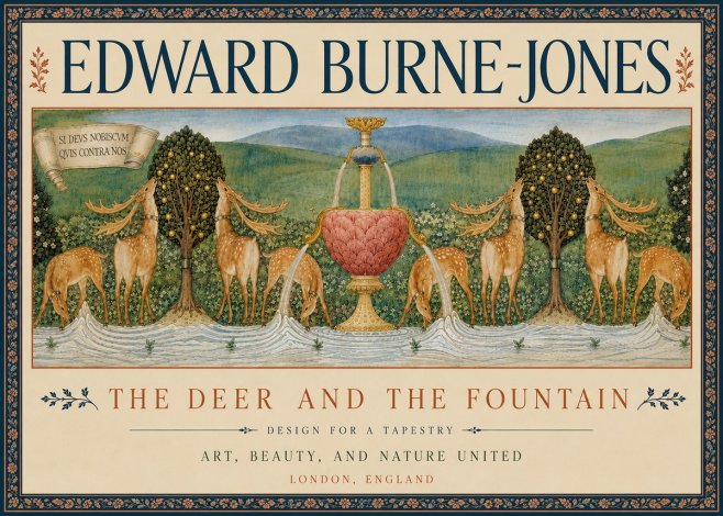 Edward Burne-Jones The Deer and the Fountain No6 - Affiche