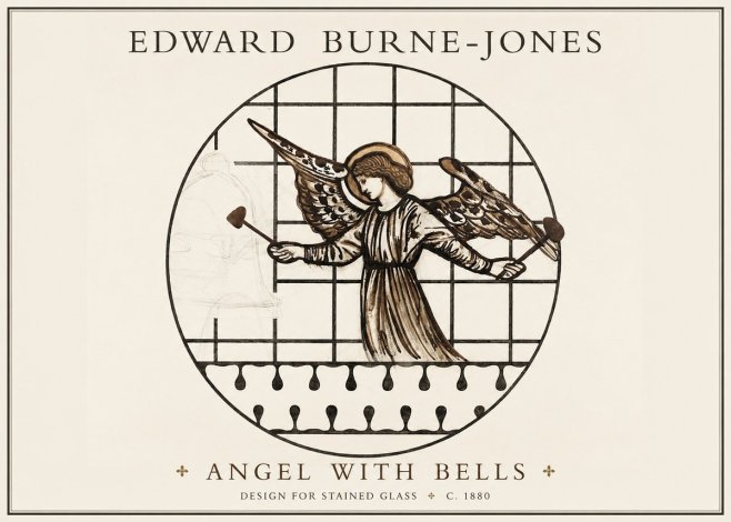Edward Burne-Jones Angel with Bells (Study) No2 - Affiche
