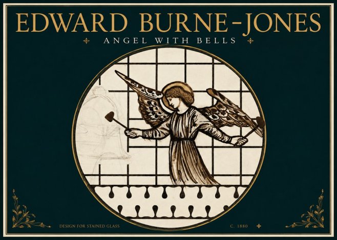 Edward Burne-Jones Angel with Bells (Study) No3 - Affiche