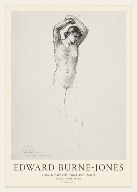 Edward Burne-Jones Standing Nude with Raised Arms (Study) No1 - Affiche