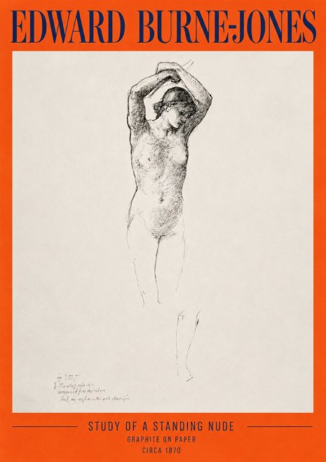 Edward Burne-Jones Standing Nude with Raised Arms (Study) No2 - Affiche