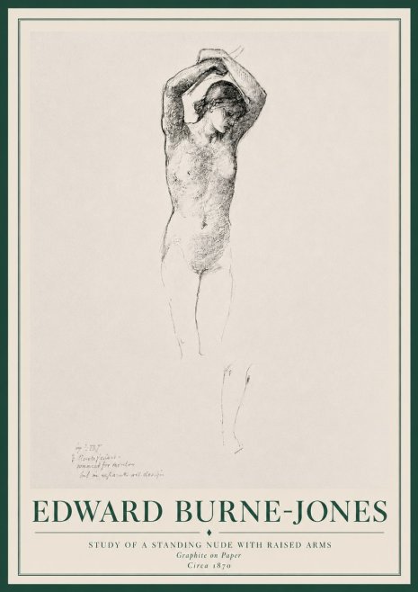 Edward Burne-Jones Standing Nude with Raised Arms (Study) No3 - Affiche