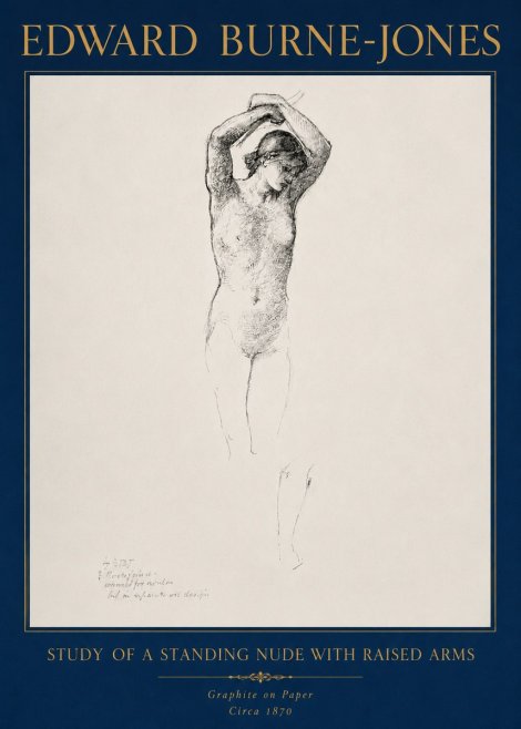 Edward Burne-Jones Standing Nude with Raised Arms (Study) No4 - Affiche