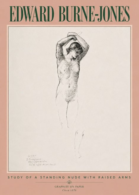 Edward Burne-Jones Standing Nude with Raised Arms (Study) No5 - Affiche