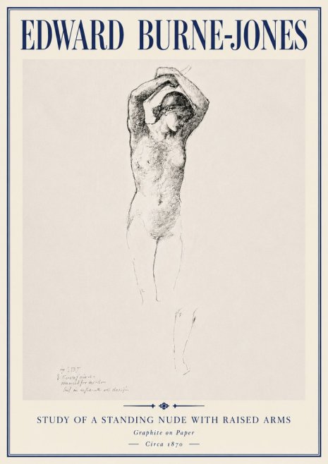 Edward Burne-Jones Standing Nude with Raised Arms (Study) No6 - Affiche