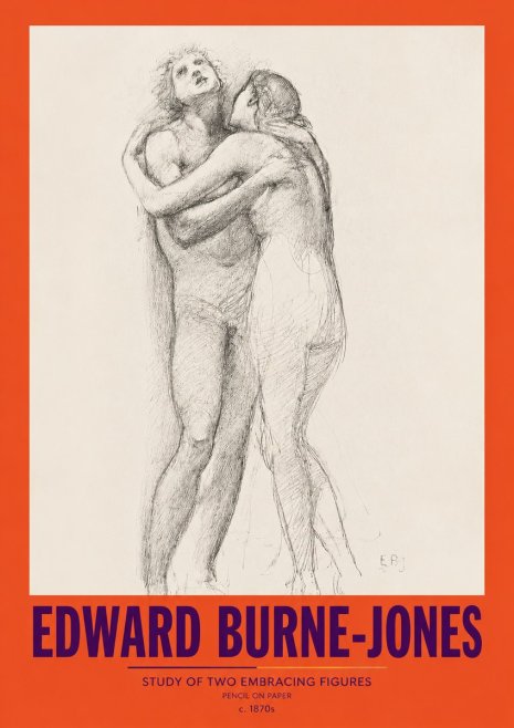 Edward Burne-Jones Study of Two Embracing Figures No2 - Affiche