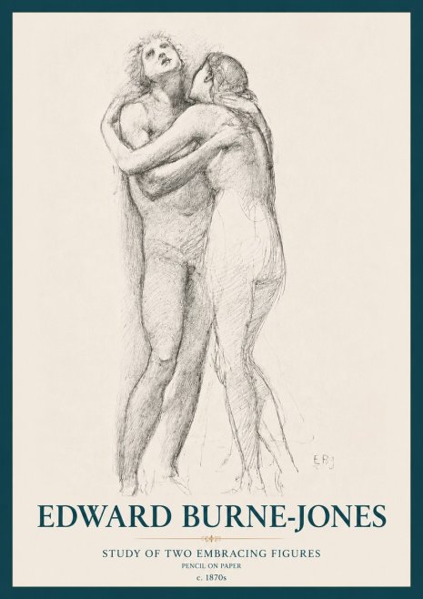 Edward Burne-Jones Study of Two Embracing Figures No3 - Affiche