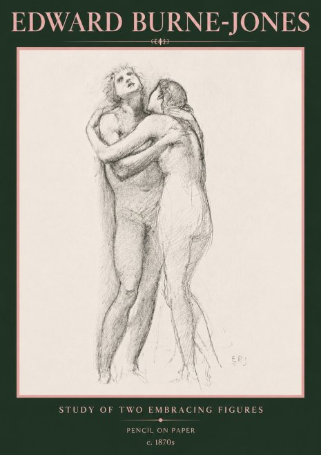 Edward Burne-Jones Study of Two Embracing Figures No5 - Affiche