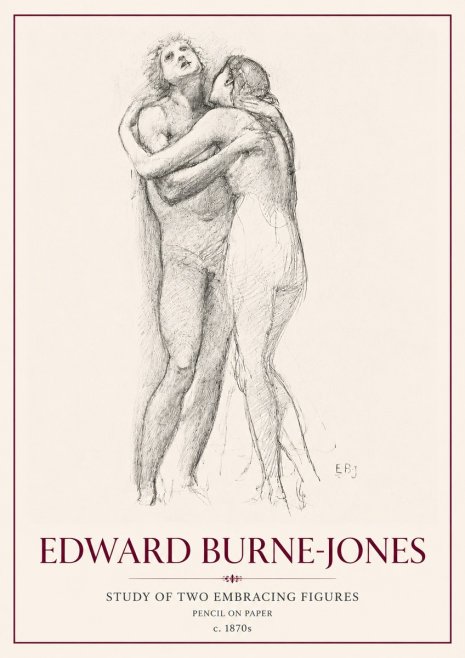 Edward Burne-Jones Study of Two Embracing Figures No6 - Affiche