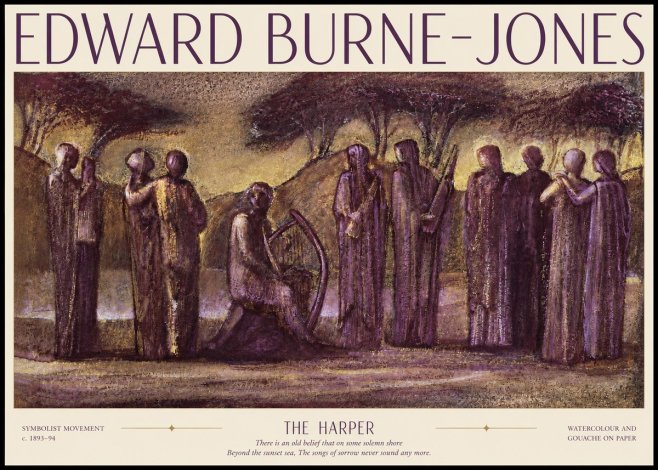 Edward Burne-Jones The Harp of Life No6 - Affiche