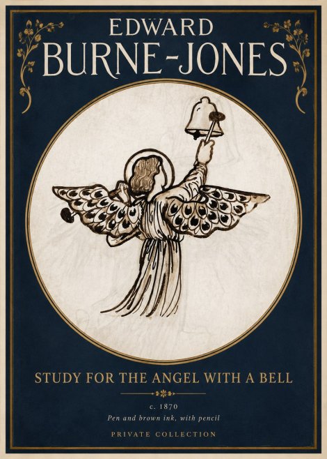Edward Burne-Jones Study for the Angel with a Bell No2 - Affiche
