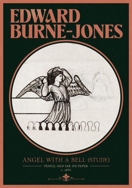 Edward Burne-Jones Angel with a Bell (Study) No2 - Affiche