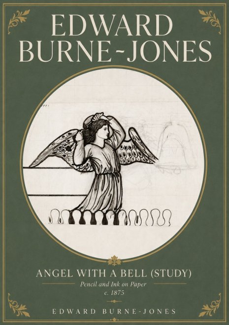 Edward Burne-Jones Angel with a Bell (Study) No4 - Affiche