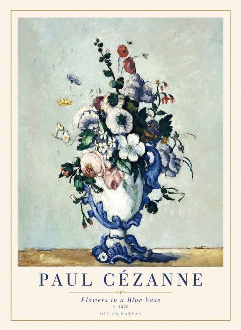 Paul Cézanne Flowers in a Blue Vase No1 - Affiche
