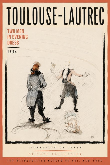 Toulouse-Lautrec Two Men in Evening Dress No6 - Affiche