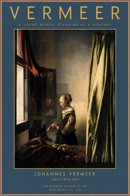 Vermeer A Young Woman Standing at a Virginal No2 - Affiche