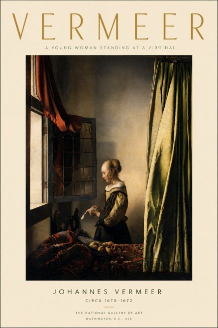 Vermeer A Young Woman Standing at a Virginal No4 - Affiche