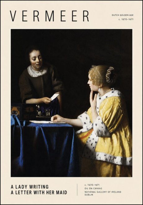 Vermeer A Lady Writing a Letter with Her Maid II No3 - Affiche