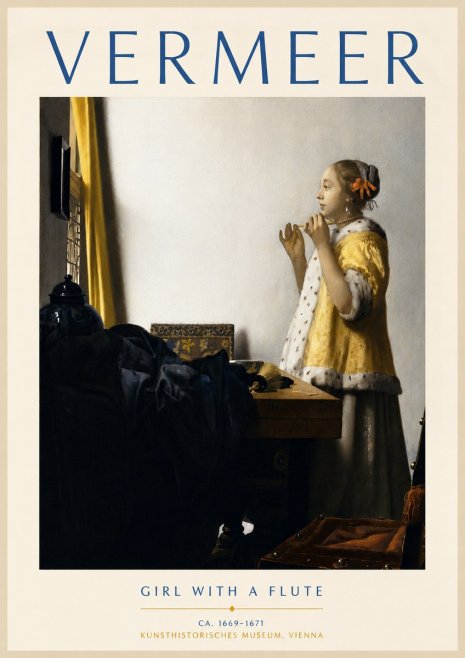 Vermeer Girl with a Flute No4 - Affiche