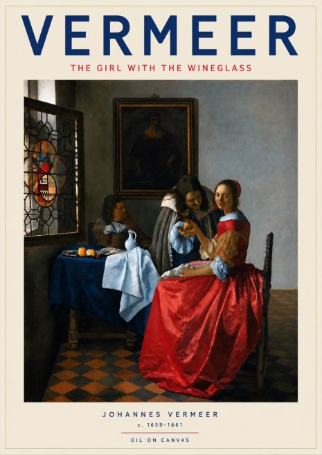 Vermeer The Girl with the Wineglass No5 - Affiche