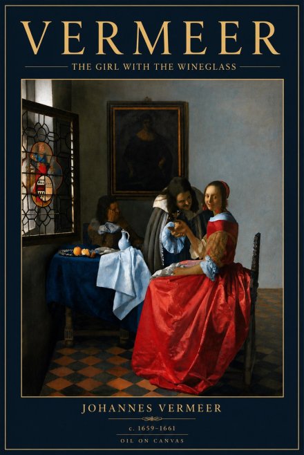 Vermeer The Girl with the Wineglass No6 - Affiche