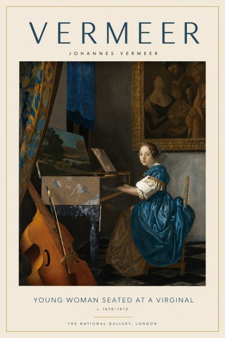 Vermeer Young Woman Seated at a Virginal No4 - Affiche