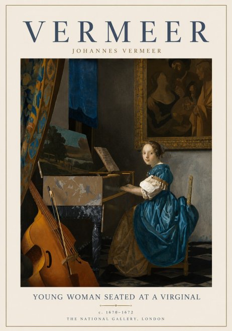 Vermeer Young Woman Seated at a Virginal No6 - Affiche