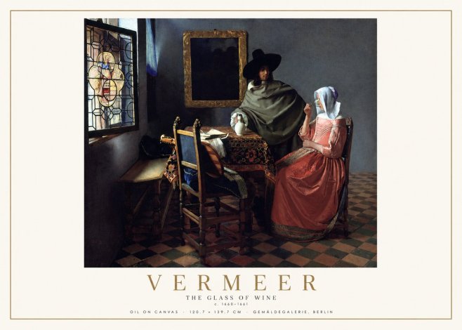 Vermeer The Glass of Wine No2 - Affiche